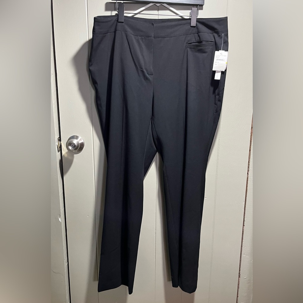 Amanda + Chelsea Women’s 20 W Black Mid Rise Straight Leg Dress Pants NWT